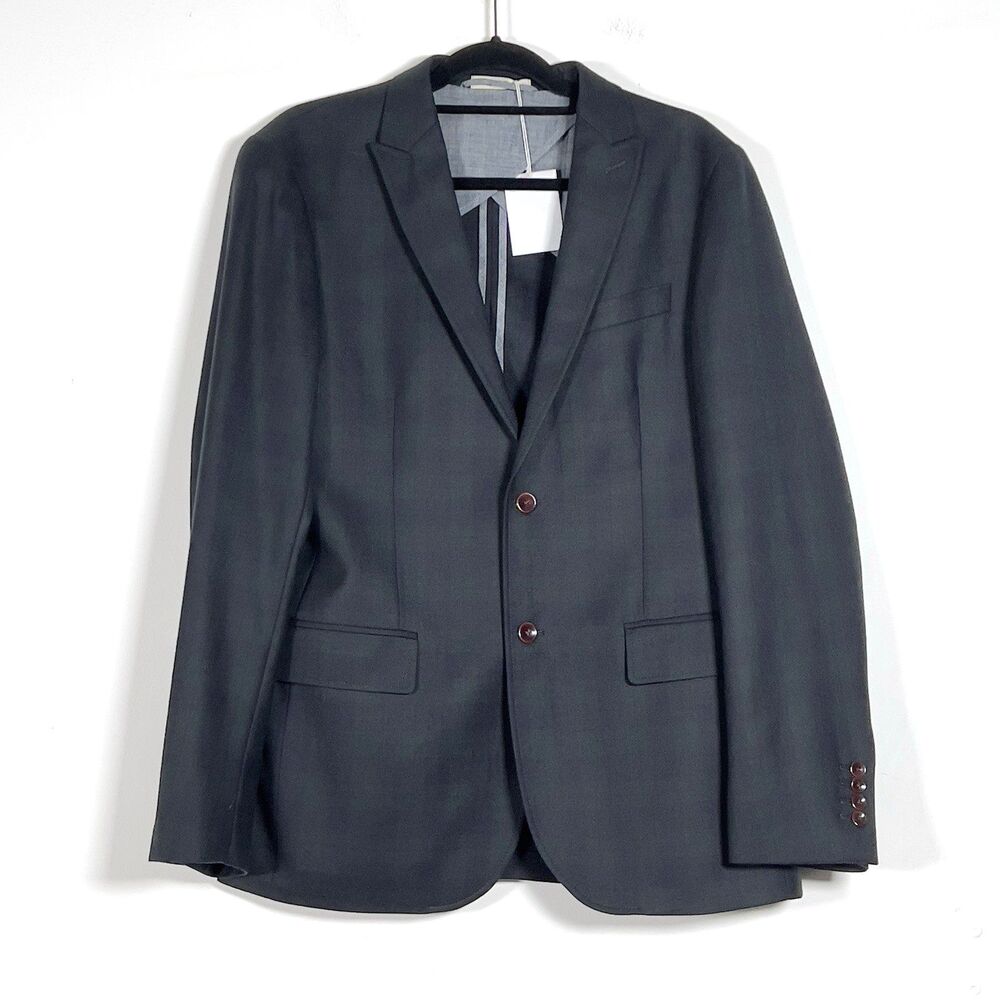 Lands’ End Canvas Unstructured Blazer Mens Sz 40 Tartan Shadow Plaid 2 Button
